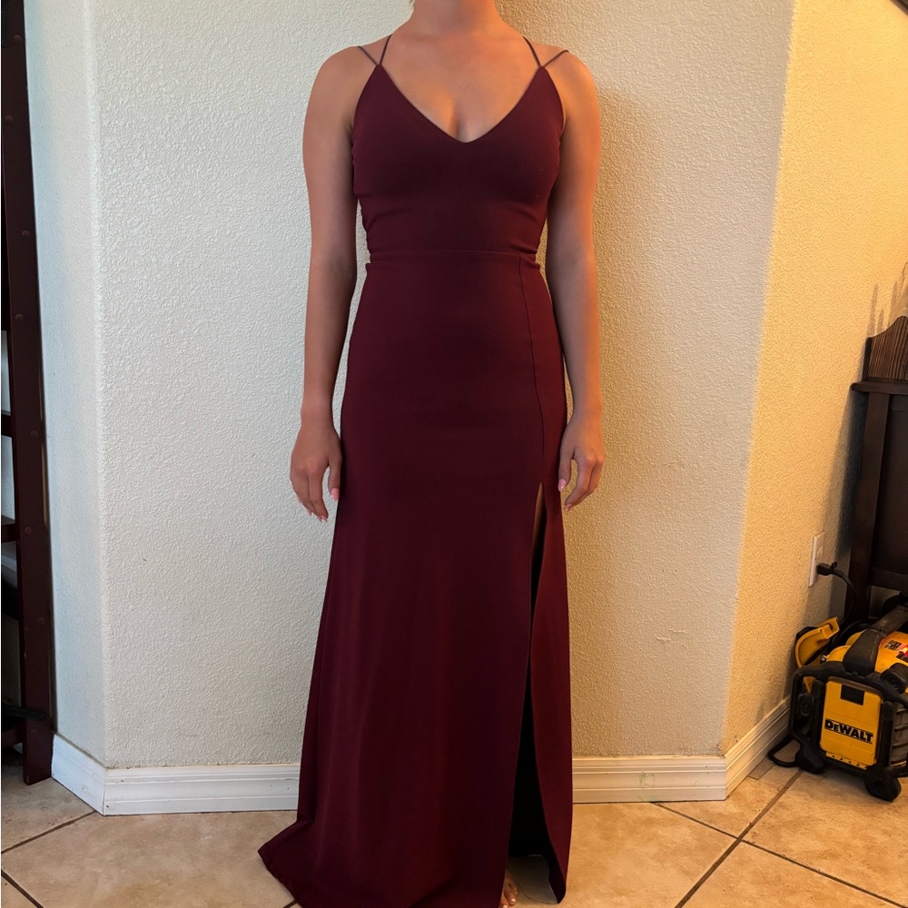 Elegant Burgundy Evening Gown